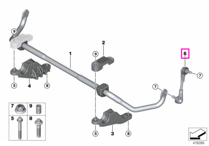 Bieleta antiruliu, bara stabilizatoare, punte fata - BMW Seria 5 G30 G31, Seria 6 G32, Seria 7 G11 G12, Seria 8 G14 G15 G16