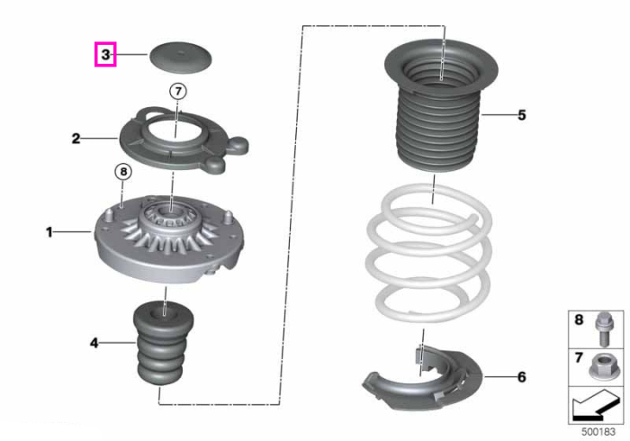 Capac acoperire flansa amortizor, punte fata - BMW Seria 1 F40 F52 F70, Seria 2 F44 F45 F46 F74 F78 U06, X1 F48 U11, X2 F39 U10 - Mini Cabrio F57 F67, Clubman F54, Countryman F60 U25, F55, F56, F65, F66