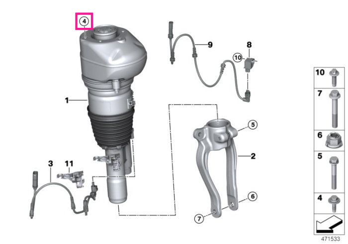 Șurub hexagonal guler M8X30-10.9 ZNS3 - BMW