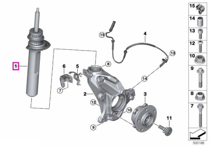  Amortizor suspensie, punte fata, dreapta - BMW Seria 1 F40	