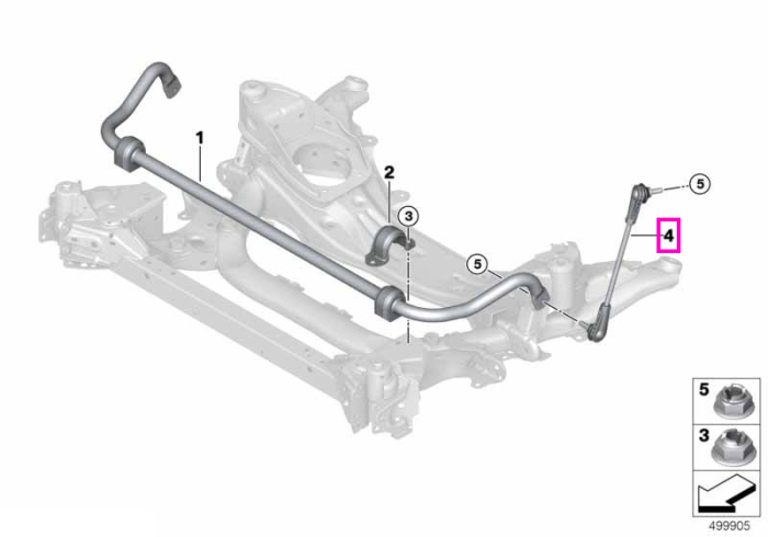  Bieleta antiruliu, punte fata, dreapta - BMW Seria 2 G42, Seria 3 G20 G21 G28, Seria 4 G22 G23 G26, i3L G28, i4 G26