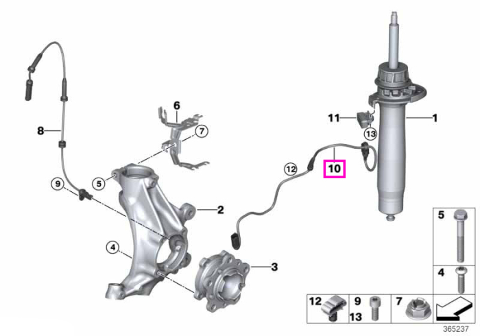 Cablu senzor acceleratie roata - BMW Seria 2 F87 M2, Seria 3 F80 M3, Seria 4 F82 F83 M4 - tip motor S55