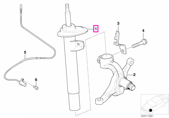 Amortizor suspensie, punte fata, stanga - BMW Seria 3 E46