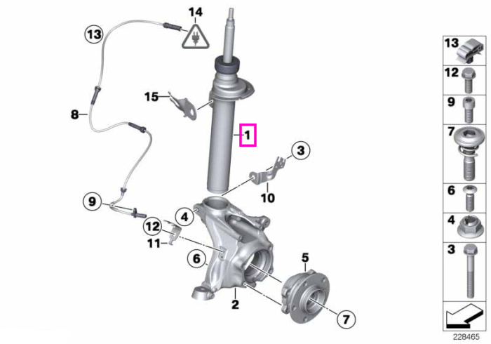 Amortizor suspensie punte fata, stanga - BMW X3 F25, X4 F26