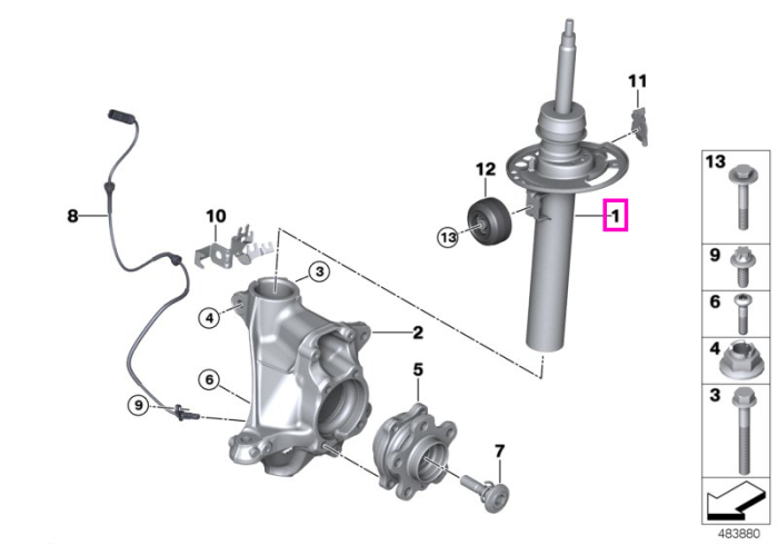 Amortizor suspensie fata, dreapta - BMW X3 G01