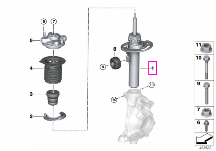 Amortizor suspensie, punte fata, dreapta, RWD - BMW Seria 4 G23