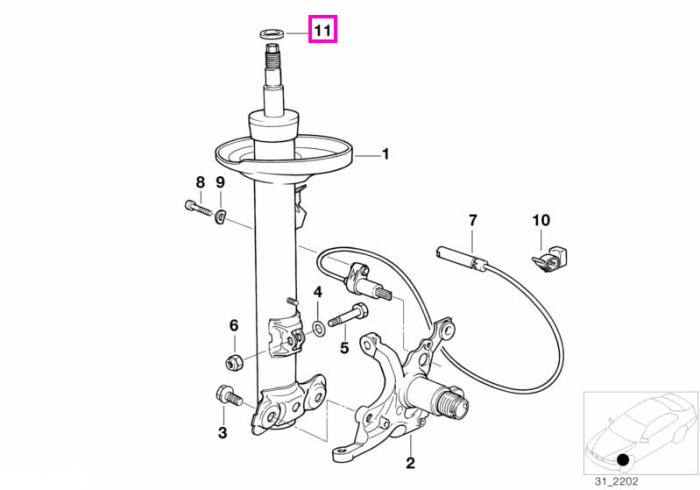 Distantier amortizor suspensie, punte fata, partea superioara - BMW Seria 3 E36, Seria 5 E34 E39, Seria 7 E32, Seria 8 E31, BMW Classic Motorsport, Z3 E36