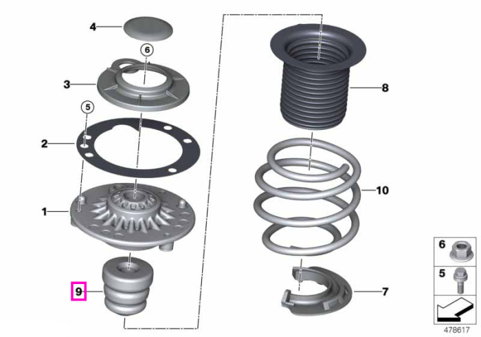 Amortizor aditional sistem suspensie, punte fata - BMW Seria 2 F45 F46, Seria 3 F30 F31 F34, X1 F48, X2 F39 - Mini Countryman F60