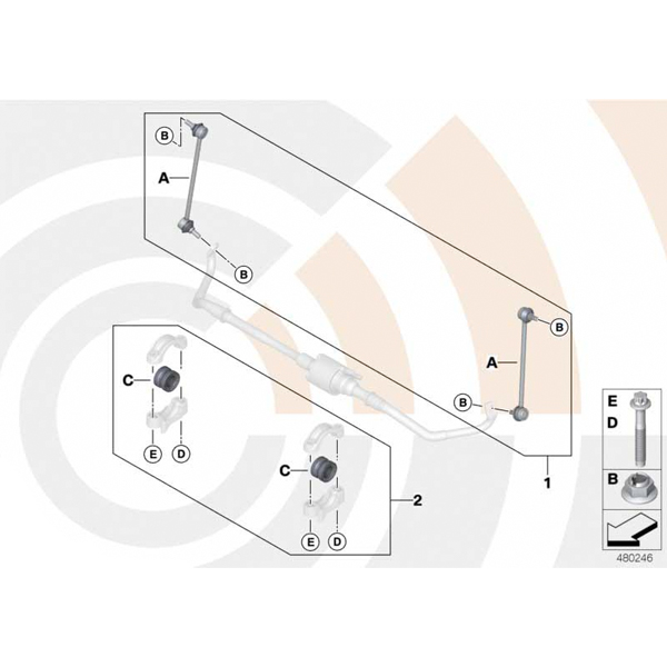 Set reparatie bieleta bara stabilizatoare, punte fata, Kit Value Parts - BMW Seria 5 F07 F10 F11 F18, Seria 6 F06 F12 F13, Seria 7 F04