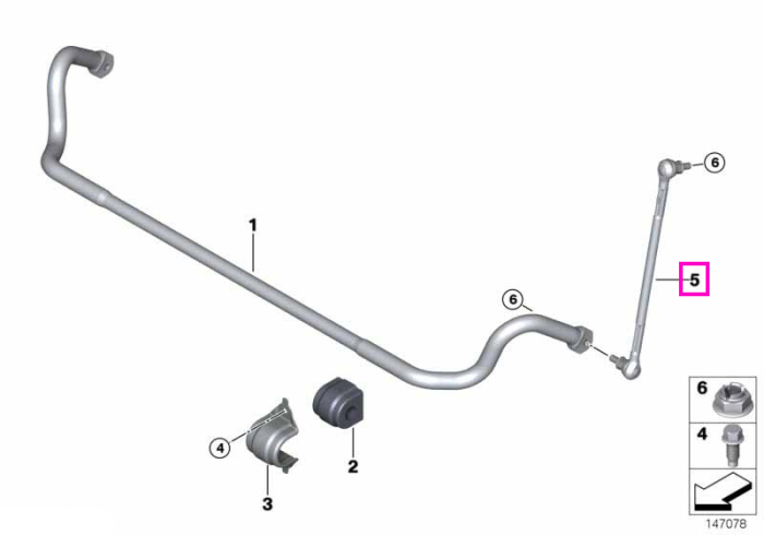 Bieleta antiruliu punte fata, stanga - BMW Seria 3 E90 E91 E92, X1 E84