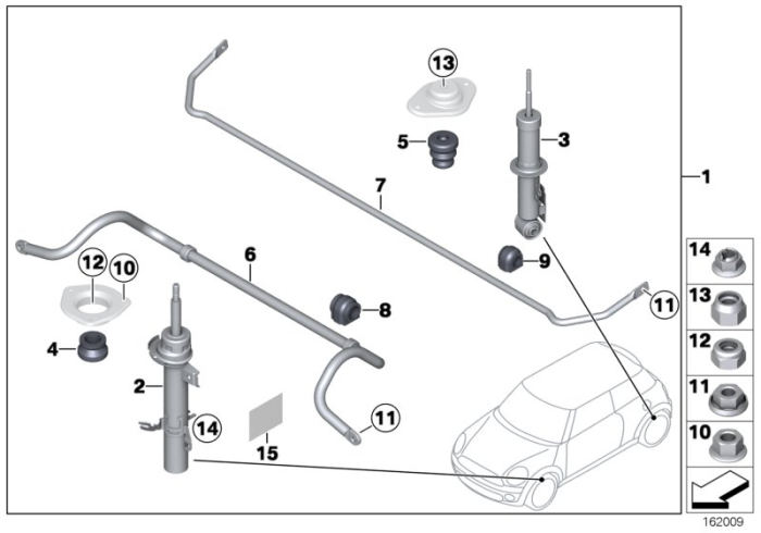 Bara stabilizatoare punte fata, John Cooper Works (JCW), D=24mm - Mini Clubman R55, Coupe R58, R56	