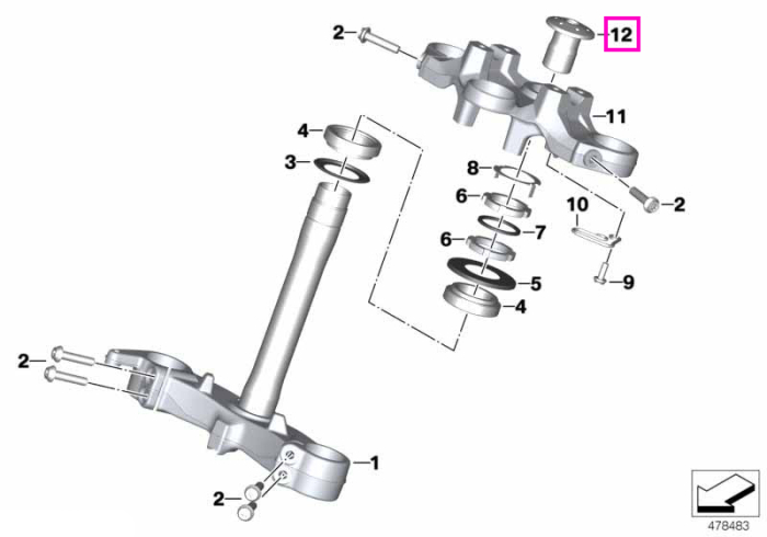 Surub coloana directie M28x1,5 - BMW Motorrad K34, K35, K49, K53, K54, K69, K80, K81, K82, K83, K84, KA4, KA5, KM9, KR1, KR2, KR3