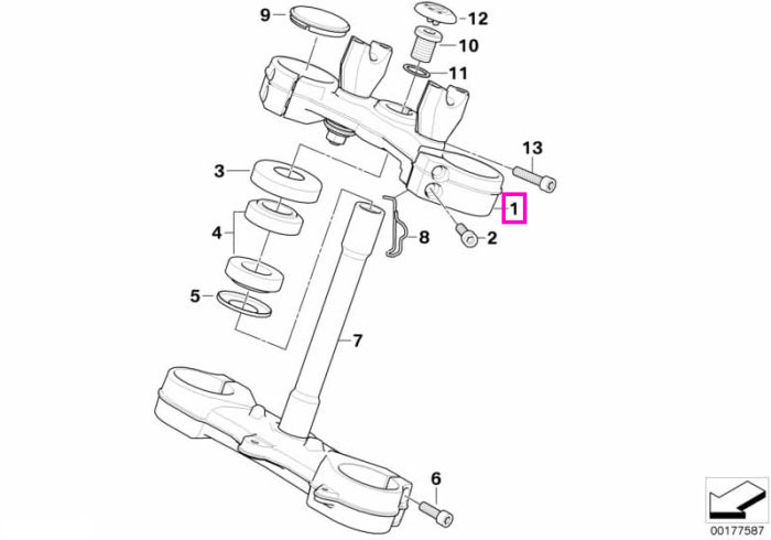 Placa superioara furca, completa - BMW Motorrad K70 (F 700 GS), K72 (F 650 GS, F 800 GS)