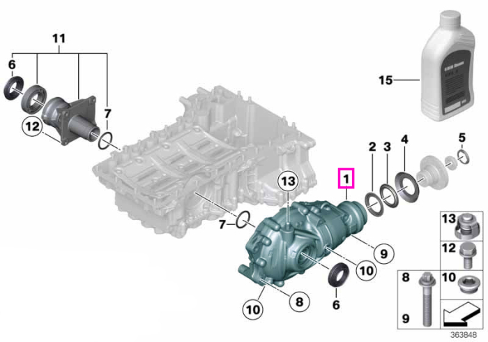 Diferential punte fata, raport transmisie I=2,81 - BMW Seria 1 F20 F21, Seria 2 F22 F23, Seria 3 F30 F31 F34 F35 G20 G21 G28, Seria 4 F32 F33 F36 G22 G23 G26, Seria 5 F10 F11 G30 G31 G38, Seria 6 F06 F12 F13, Seria 7 F01 F02 G11 G12, X3 F25, X4 F26