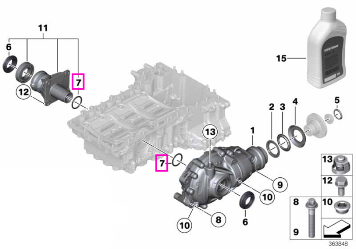 Garnitura/Inel etansare sistem transmisie, D=39mm - BMW 