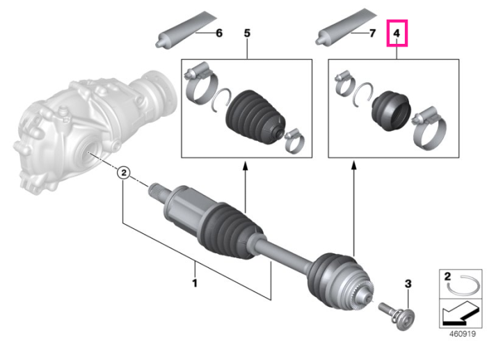 Kit reparatie burduf exterior planetara - BMW Seria 3 G20 G21 G28, Seria 4 G22 G23 G26, X3 G01