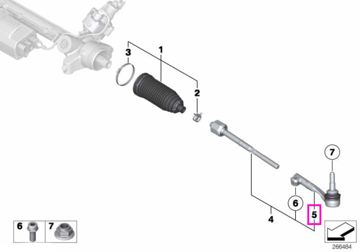 Cap de bara, stanga, sistem directie - BMW Seria 2 G42 G87 M2, Seria 3 G20 G21 G80 G81 M3, Seria 4 G22 G23 G26 G82 G83 M4, i4 G26, Z4 G29