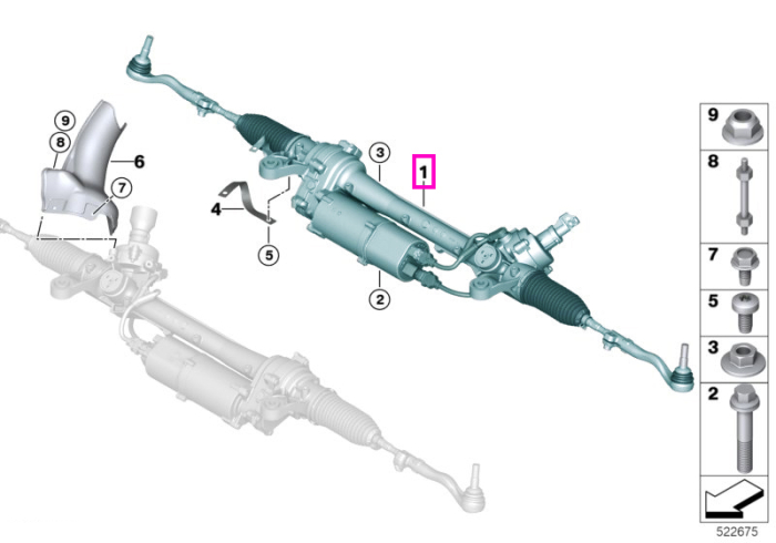 Caseta de directie electrica - BMW Seria 5 G30 G31 - fara 02VH (Integral active front steering) / fara 02VL (Variable sport steering)