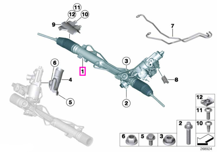 Caseta de directie hidraulica ZF, cu sistem Active Steering (AFS) - BMW Seria 1 E81 E87, Seria 3 E90 E91 E92 E93 - pana la 31.08.2007 - RHD (volan dreapta)