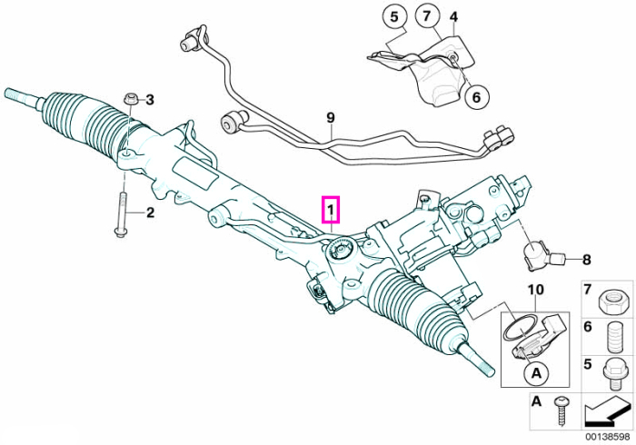 Caseta de directie hidraulica, reconditionata BMW, cu sistem Active Steering (AFS) - BMW Seria 5 E60 E61, Seria 6 E63 E64 -incepand cu 01.09.2005