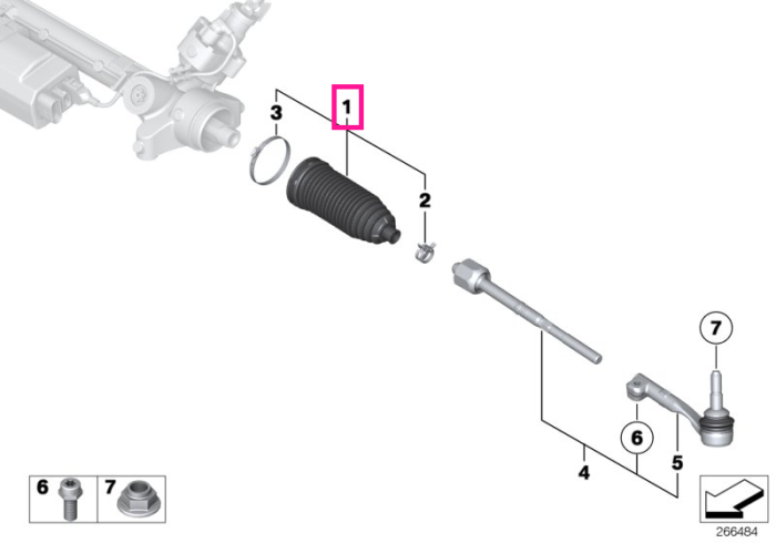 Set reparatie burduf bieleta directie - BMW Seria 1 E81 E82 E87 E88, Seria 3 E90 E91 E92 E93, X1 E84, Z4 E89