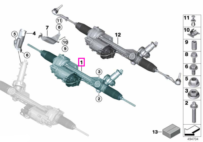  Caseta de directie electrica ZF - BMW Seria 1 F20 F21, Seria 2 F22 F23, Seria 3 F30 F31 F34, Seria 4 F32 F33 F36 - de la 01.07.2014 - fara 02VL (Variable sport steering) - RHD (volan dreapta)	