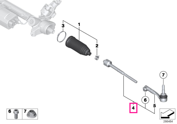 Bieleta directie, stanga, TRW - BMW Seria 1 E81 E82 E87 E88, Seria 3 E90 E91 E92 E93, X1 E84