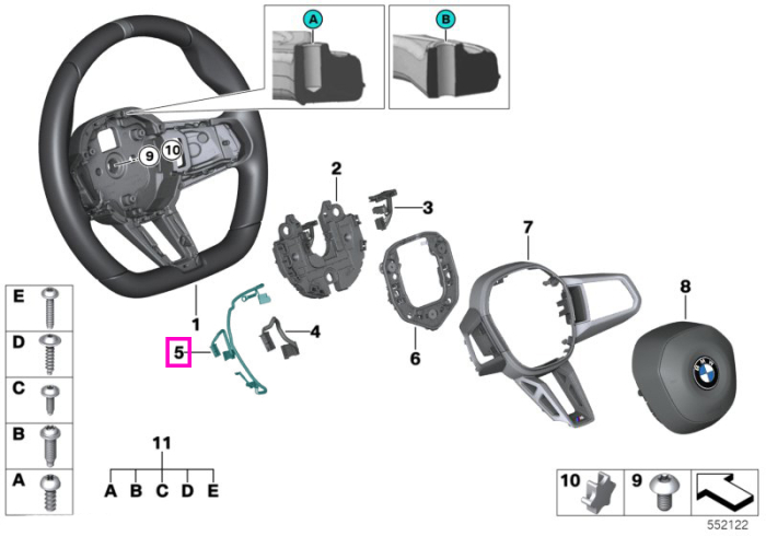Cablu de impamantare volan - BMW Seria 5 G60 G61 G90 G99 M5, Seria 7 G70, X3 G45