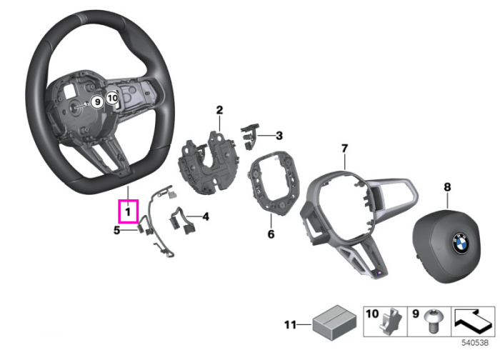Volan M Sport, padele schimbare viteze, piele, negru - BMW Seria 5 G60 G61, Seria 7 G70, X3 G45