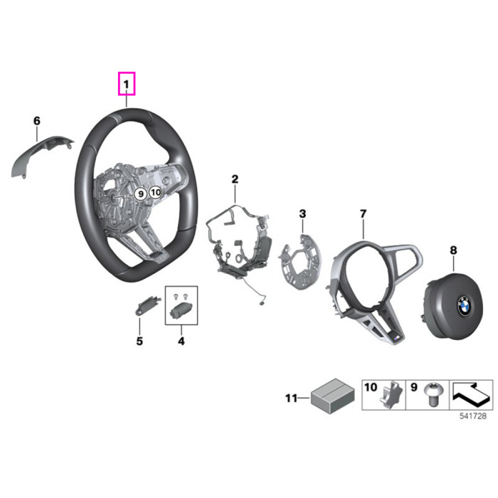 Volan Sport, piele naturala, "BMW M Performance" - BMW Seria 4 G22 G23 G82 M4 G83 M4 - fara incalzire volan
