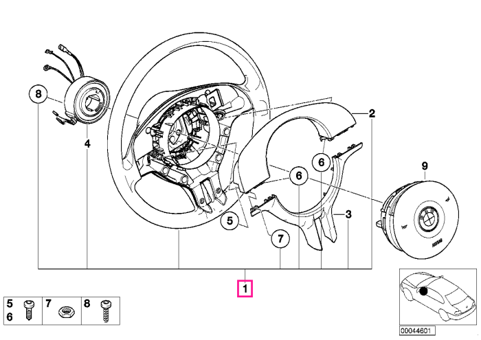 Volan sport cu airbag, piele IMPALABR./CHROM - BMW