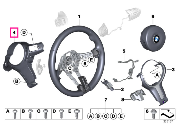 Capac volan spate PADDLES - BMW
