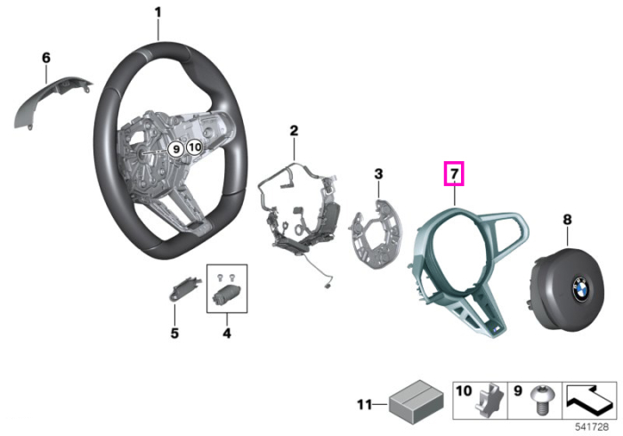 Ornament decorativ volan M Sport, finisaj carbon lucios - BMW Seria 2 G87 M2, Seria 3 G80 G81 M3, Seria 4 G82 G83 M4