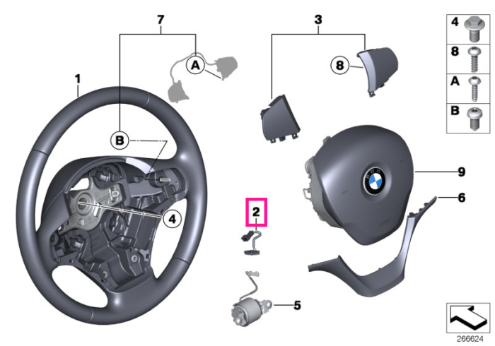 Cablu conexiune volan - BMW Seria 1 F20 F21, Seria 2 F22 F23, Seria 3 F30 F31 F34 F35, Seria 4 F32 F33 F36