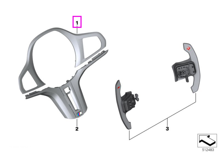 Capac ornamental "M Performance", parte superioara volan - BMW Seria 3 G80M3 G81M3, Seria 4 G82M4 G83M4	