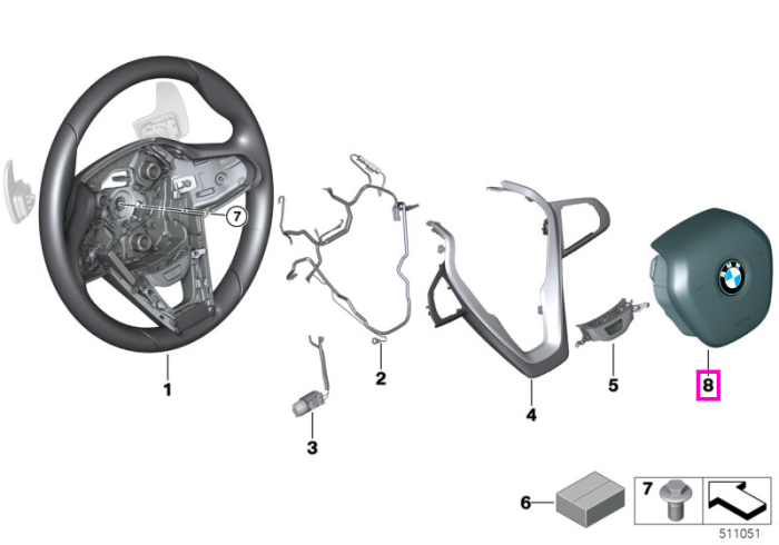 Modul Airbag sofer (volan) - BMW Seria 3 G20 G21, i4 G26