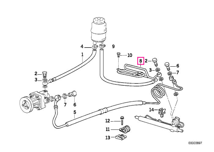 Conducta retur, fara serpentina răcire, sistem servodirectie - BMW Seria 3 E36