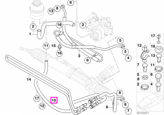 Conducta retur ulei radiator servodirectie - BMW Seria 3 E46