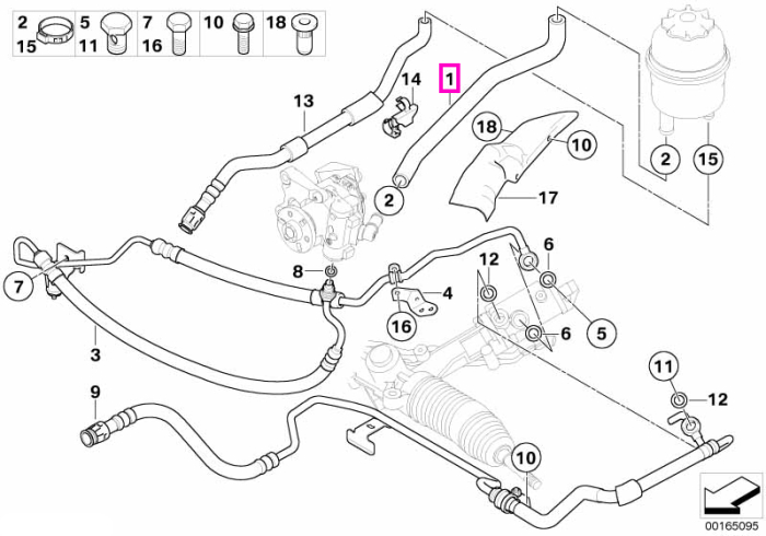 Conducta aspiratie directie hidraulica - BMW Seria 5 E60 E61, Seria 6 E63 E64