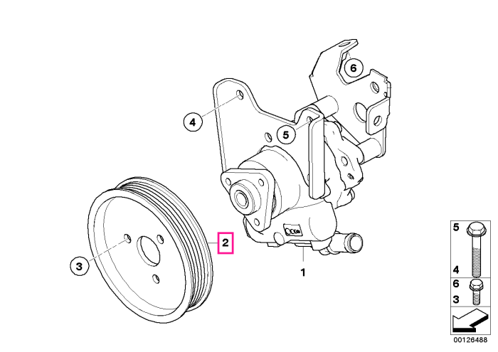 Fulie pompa servodirectie, D=116mm - BMW Seria 5 E60 E61, Seria 6 E63 E63, Seria 7 E65 E66, X3 E83
