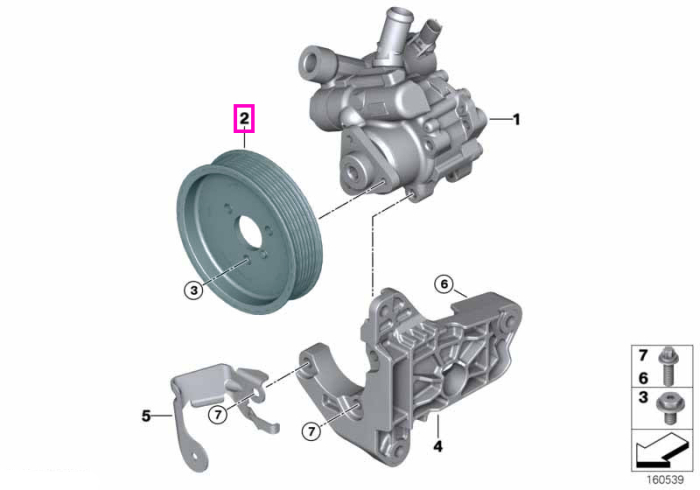 Fulie pompa servodirectie - BMW Seria 1 E81 E87 E88, Seria 3 E90 E91 E92 E93, Seria 5 E60 E61