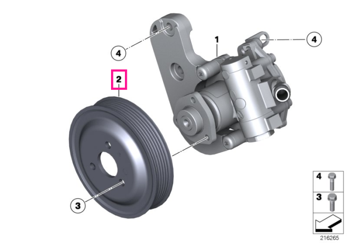 Fulie pompa servodirectie, D=130mm - BMW Seria 3 E90 E91 E92 E93, Seria 5 F07 F10 F11, Seria 6 F06 F12 F13, Seria 7 F01 F02, X1 E84, X5 E70 F15, X6 F16