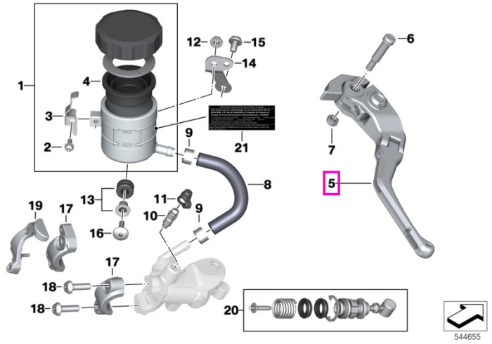 Maneta frana M reglabila - BMW Motorrad K66 (M 1000 RR), K67 (S 1000 RR) - tip motor A67 - pana la 31.12.2024