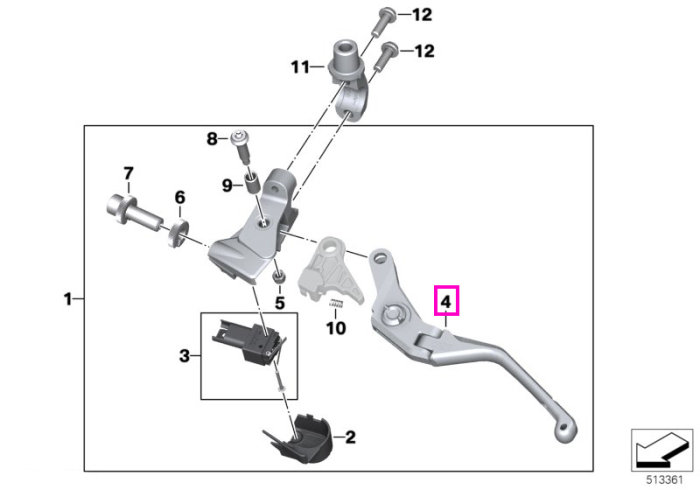 Maneta ambreiaj M reglabila - BMW Motorrad K66 (M 1000 RR), K67 (S 1000 RR) - tip motor A67