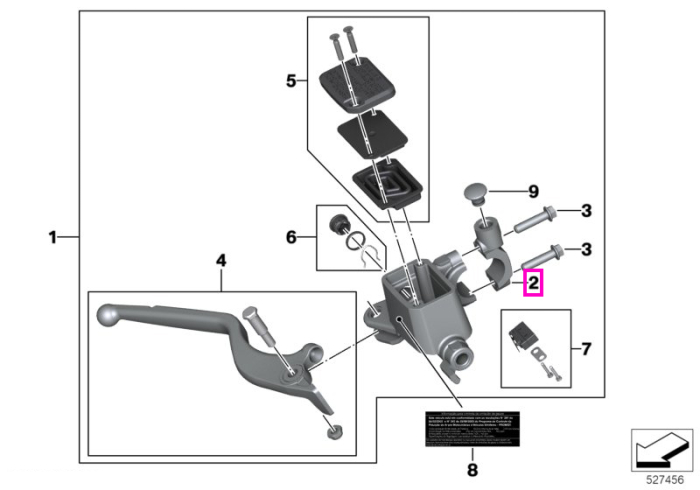 Brida de prindere pe ghidon, dreapta - BMW Motorrad K01 (G 310 RR), K02 (G 310 GS), K03 (G 310 R) - tip motor A82