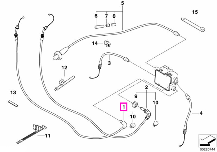 Cablu acceleratie cu contact intrerupere, Cruise Control - BMW Motorrad K26 (R 900 RT, R 1200 RT) - tip motor 2 cilindri