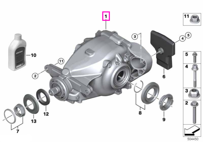 Diferential punte spate, raport 3,15 - BMW Seria 1 F20 F21, Seria 2 F22, Seria 3 F30 F31 F34 F35, Seria 4 F32 F33 F36