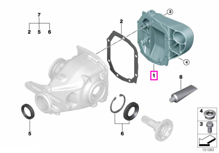 Capac diferential spate (Typ 188L) - BMW Seria 5 E60 E61, Seria 6 E63 E64, X3 F25, X4 F26, X5 E70 F15, X6 F16