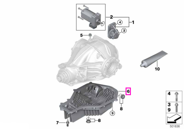 Baie ulei diferential spate - BMW Seria 2 F87 M2, Seria 3 F80 M3, Seria 4 F82 F83 M4