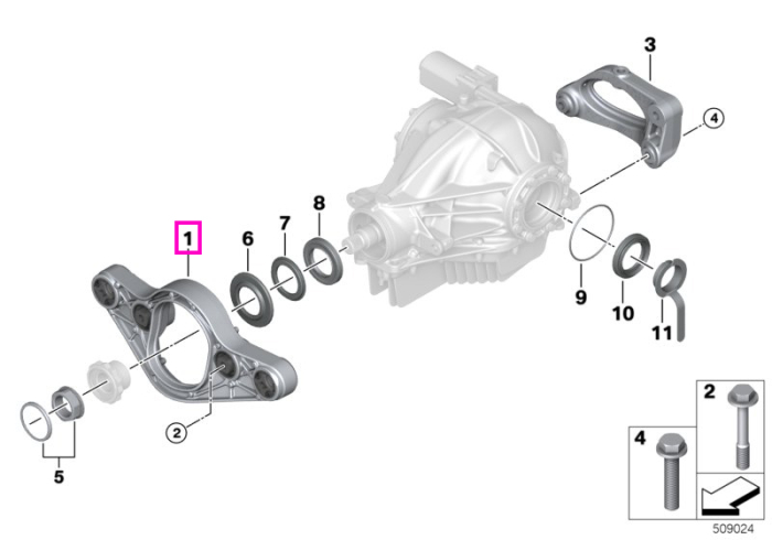 Suport frontal diferential punte spate - BMW Seria 2 F87 M2, Seria 3 F80 M3, Seria 4 F82 F83 M4